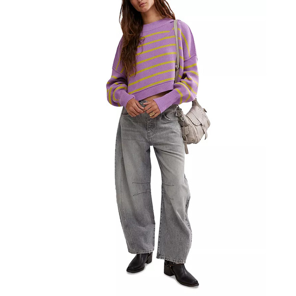 Free People Sweaters - Free People Purple and Yellow Striped Sweater